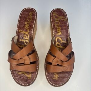 Sam Edelman Raynere Platform Sandals Brown‎ Leather Women 8.5 Slip On SH3